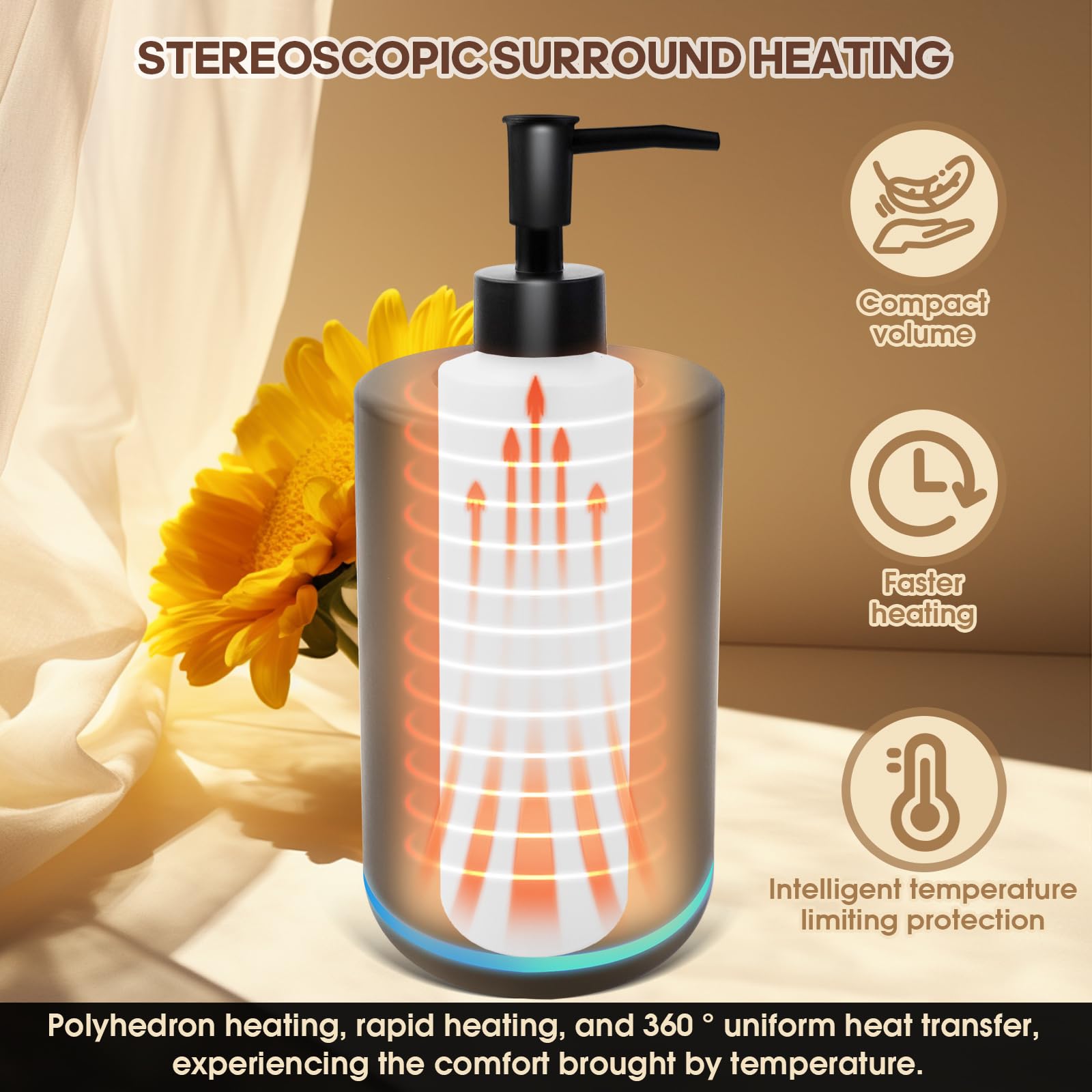 Oil Warmer for Massage, Body Lotion Heater with Two Oil Bottle Dispenser