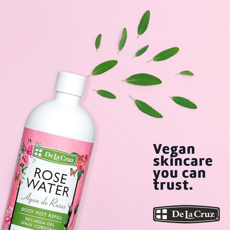 De La Cruz Pure Rose Water Body Mist,Rosewater Spray for Face, Skin & Hair, Rose Toner & Rose Water for Hair Alcohol Free, Paraben Free 16 fl oz (1 Bottle)