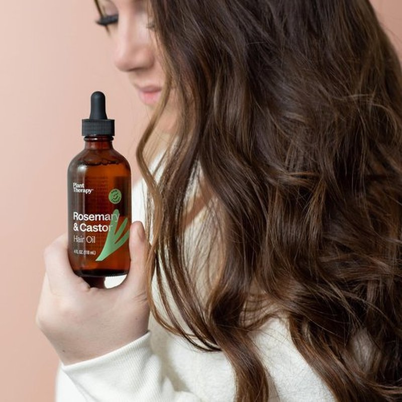 Plant Therapy Rosemary & Castor Oil - 4 oz Hair Treatment for Growth, Shine & Healthy Scalp
