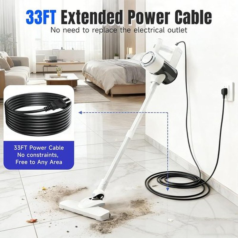 Skiennix 33FT Power Corded Stick Vacuum Cleaner - 600W Suction, 2-in-1 Handheld, HEPA Filter, 1.5L Dust Cup