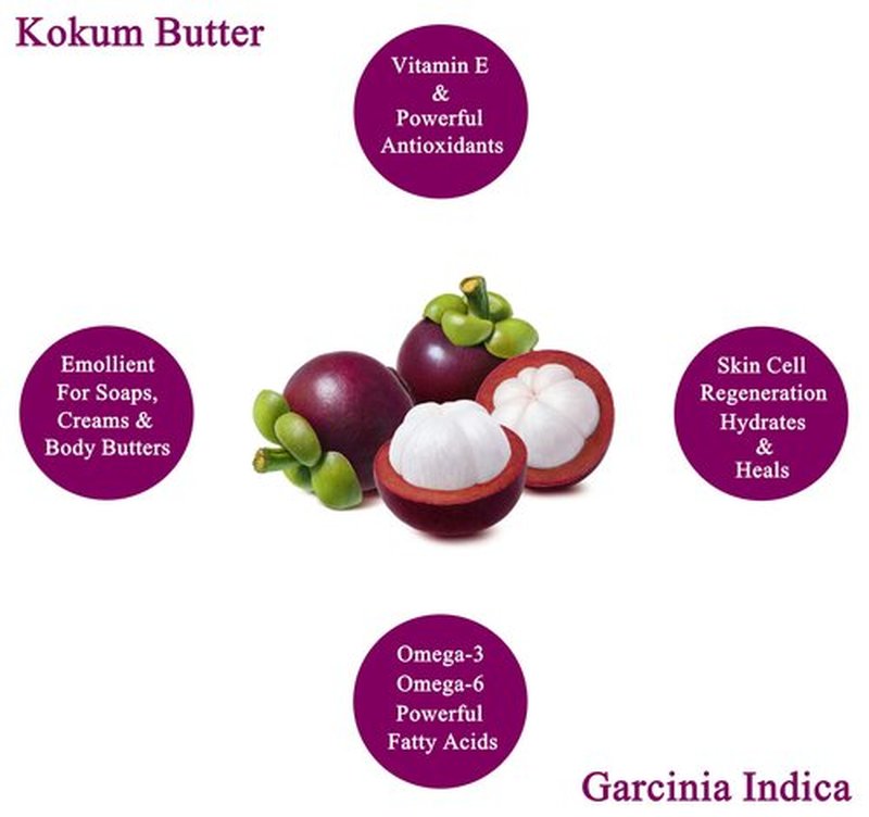 Raw Kokum Butter 8 oz. Bar 100% Pure Natural - Great for Skin, Body and Hair Moisturizer, DIY Creams, Balms, Lotions and Soap Making.