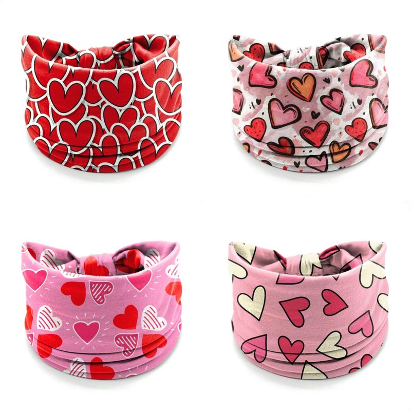 winthrop 4 Pcs Valentine's Day Headbands for Women - Red Pink Heart Cute Love Hair Band, Stretchy Breathable Non-Slip Wide Headwrap for Holiday,Yoga, Running, Party, Costume Dress Up
