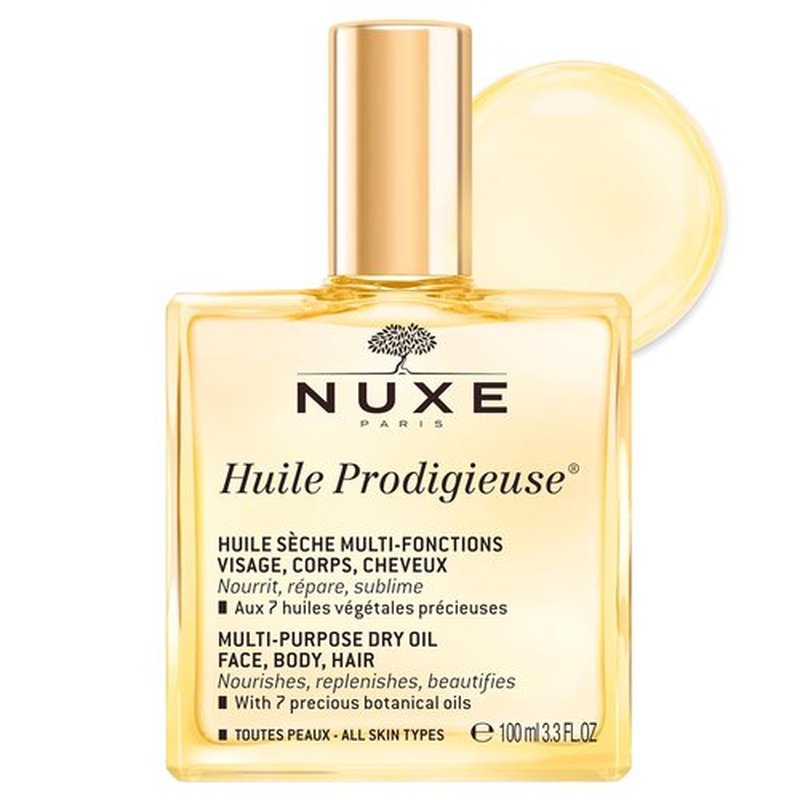 Nuxe Huile Prodigieuse Multi-Purpose Dry Oil - Lightweight Hydration & Radiant Glow for Face, Body & Hair