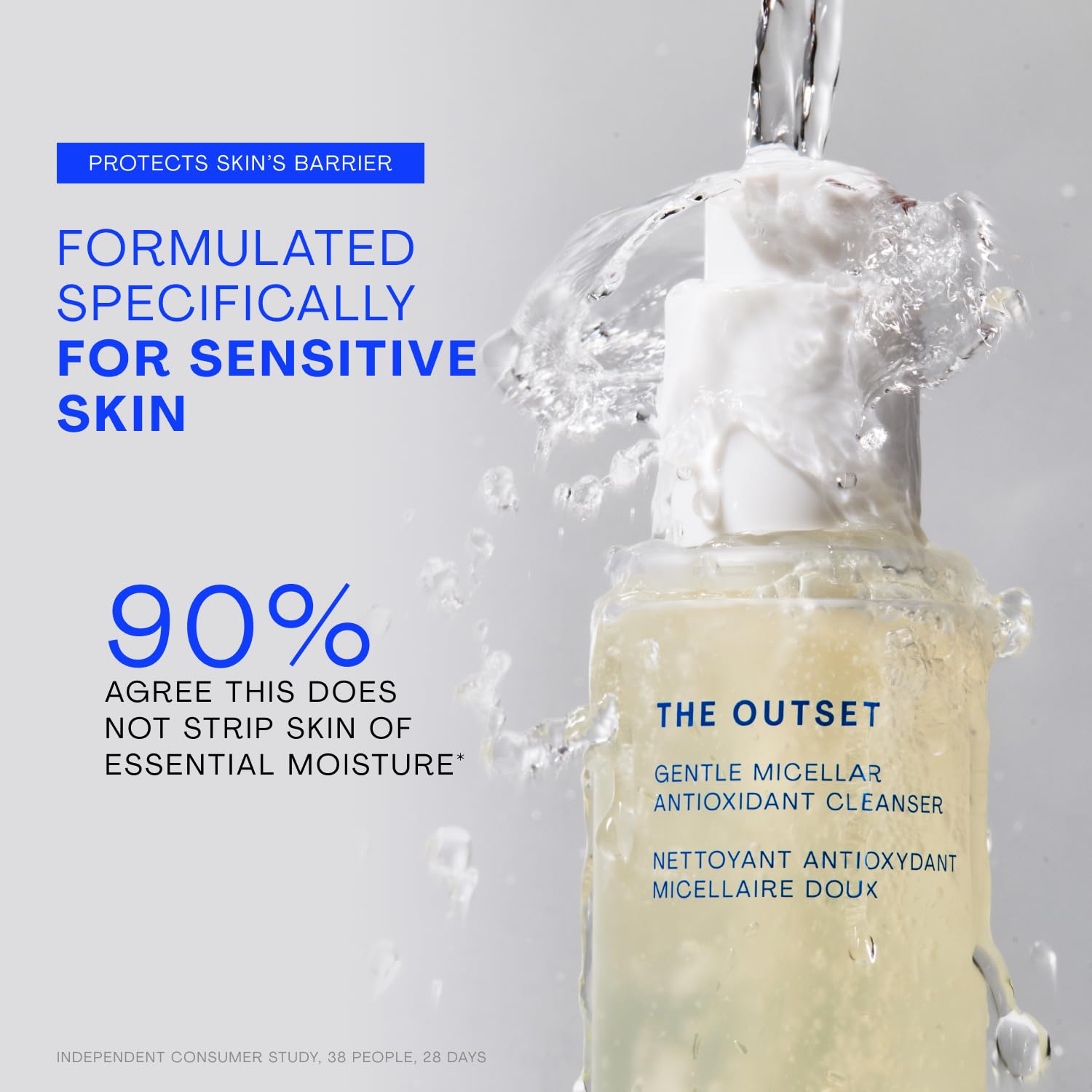 The Outset Micellar Gel Face Cleanser, Gentle Face Wash & Makeup Remover