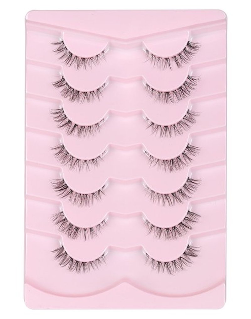 Onlyall Short Lashes Natural False Eyelashes 3/4 Small Lashes Fake Eyelashes Wispy Lashes Natural Lashes Clear Band Lashes 12mm Lashes H21