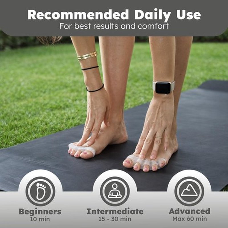 Natural Toe Spacers & Separators, Fast Pain Relief from Hammertoe & Bunions | Food Grade Silicone Toe Stretchers Used for Walking, Running & Yoga Practice | Small