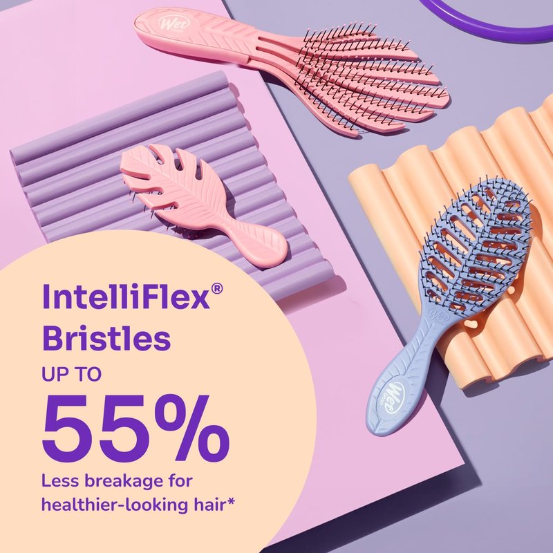 Wet Brush Go Green Mini Detangler, Purple - Detangling Travel Hair Brush - Ultra-Soft IntelliFlex Bristles Glide Through Tangles & Gently Loosens Knots While Minimizing Pain & Breakage (Pack of 2)