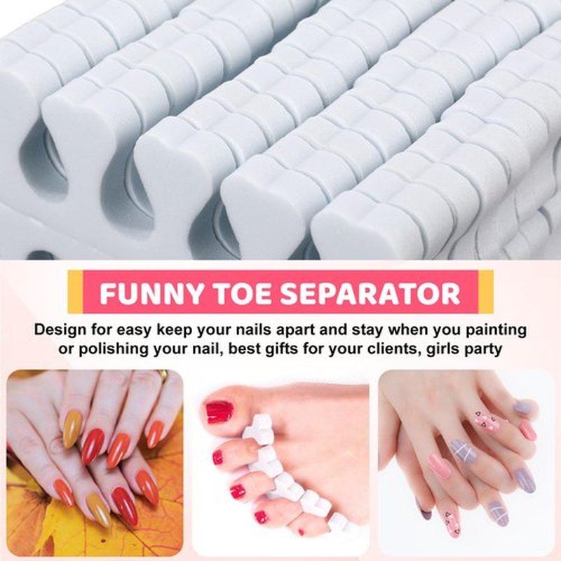Potchen 300 Pcs Sponge Toe Separators for Nail Polish Bulk Finger Separators Toe Divider Spacer Pedicure Correct Foot Manicure Coating Gel Painting Soft Pedicure Supplies for Men Women, White