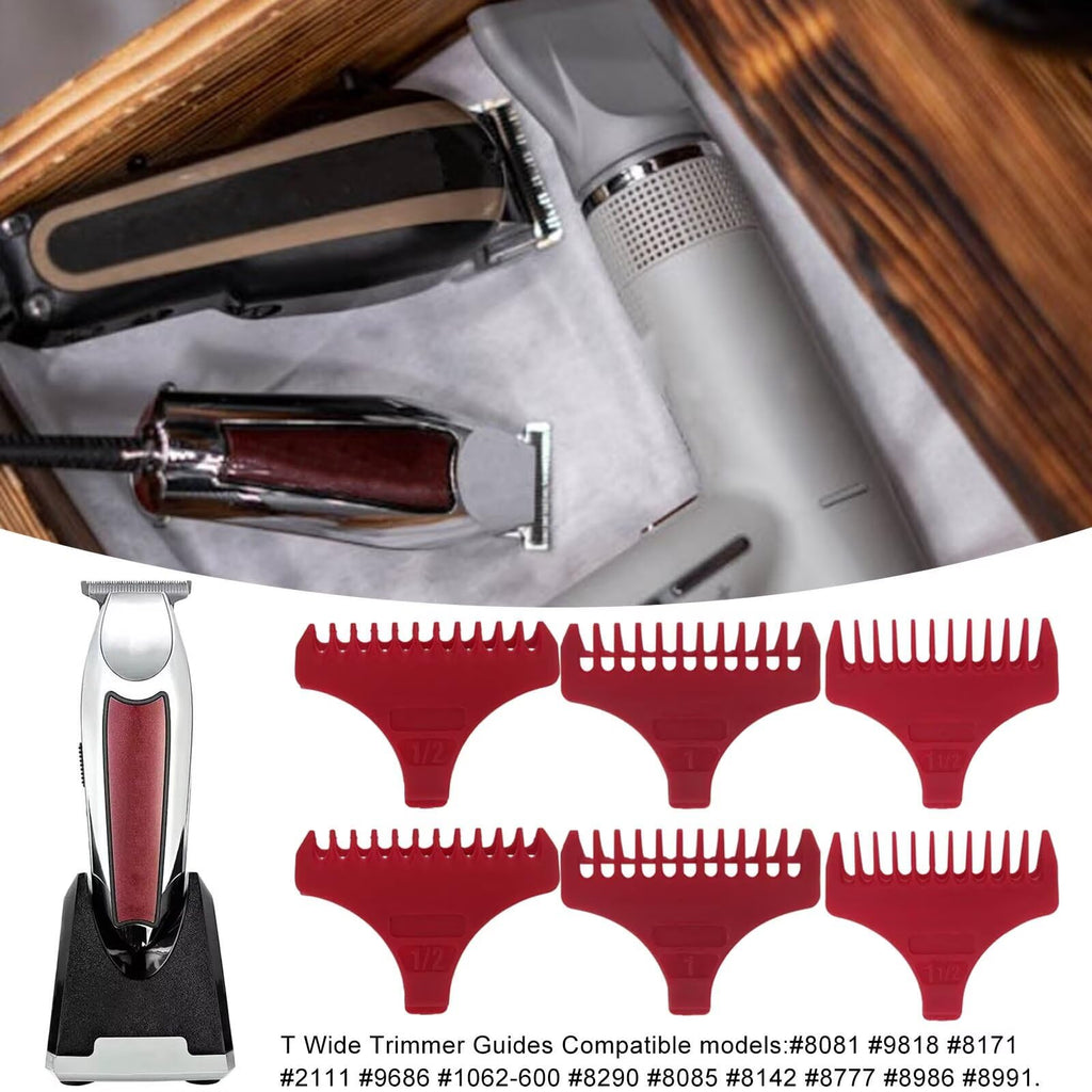 INGQI Set of 3 for T Wide Trimmer Guides Replacement for W-a-h-l #3792 – Fit for the 5 Star Detailer #2215 T Wide Blade - Red