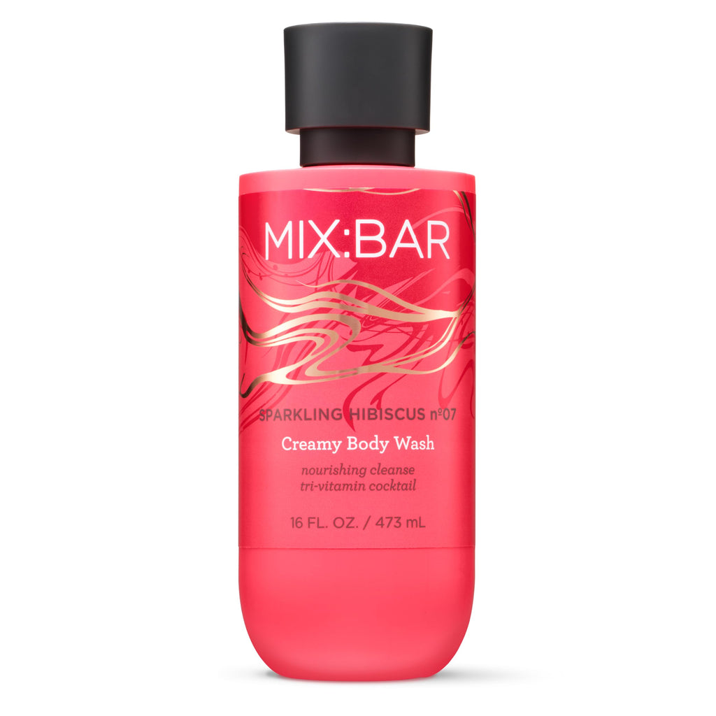 MIX:BAR Hibiscus Creamy Body Wash for Women, Hydrating & Moisturizing with Niacinamide, Panthenol & Vitamin C - Vegan, Sulfate Free, Paraben Free, 16oz