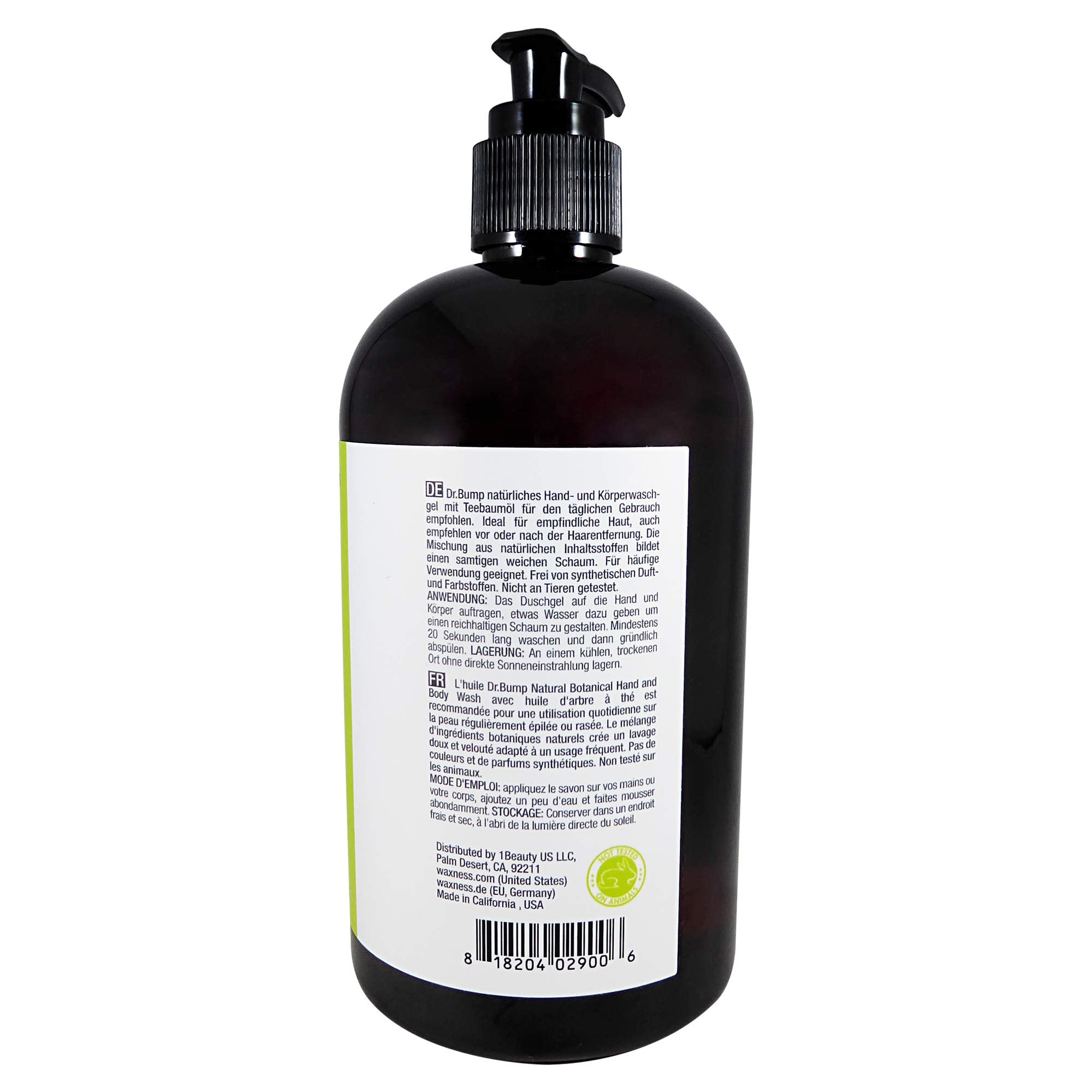 Waxness Dr. Bump Botanical Body Wash & Lotion Kit Tea Tree & Lemongrass 2 x 16 fl oz (480 ml) – Professional Skin Care – Made in USA