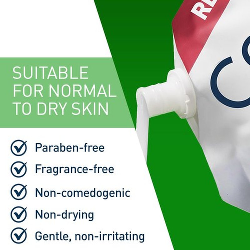 CeraVe Hydrating Facial Cleanser, Moisturizing Face Wash For Dry Skin, Hyaluronic Acid + Ceramides + Glycerin, Hydrating Cleanser For Normal To Dry Skin, 16 Ounce Refill