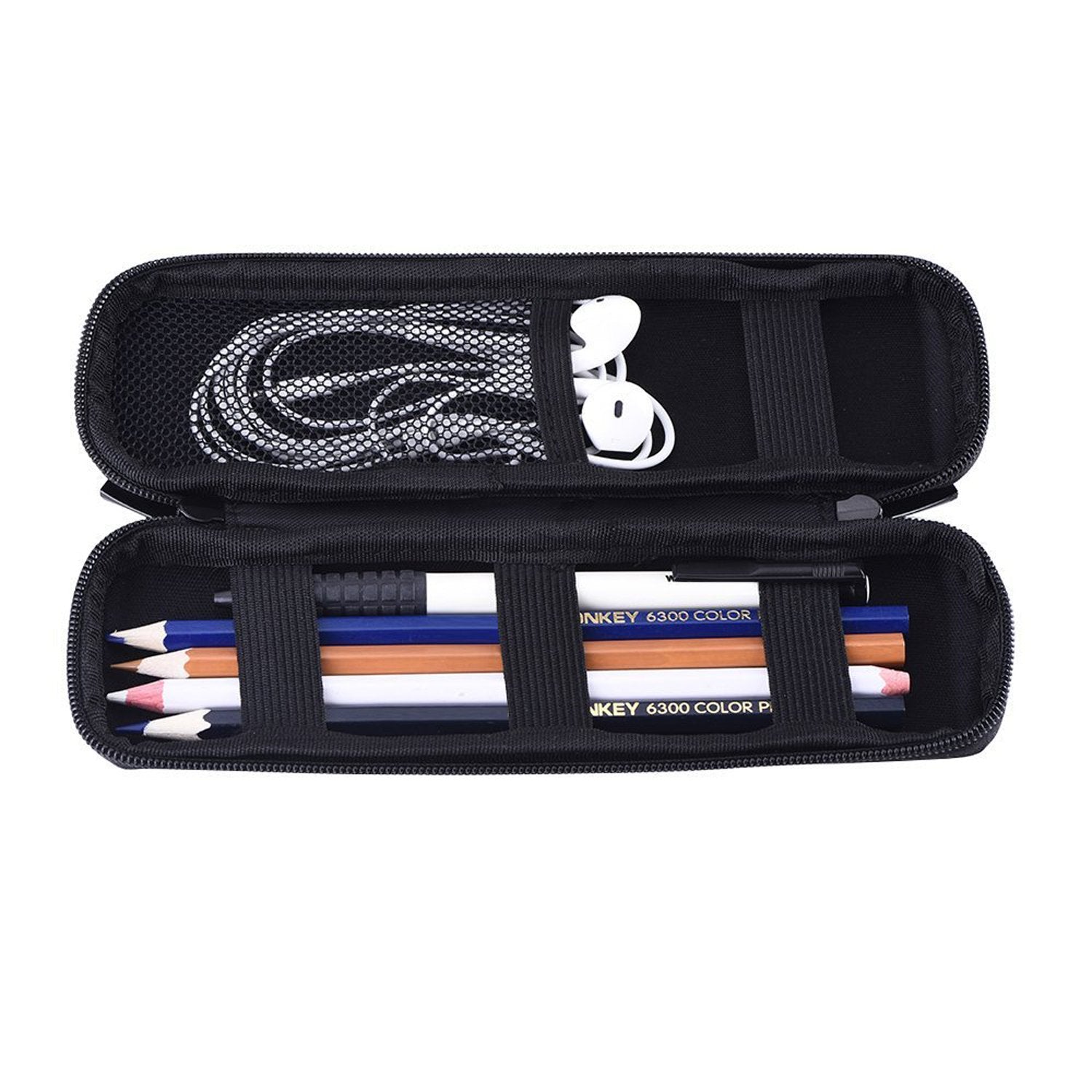 Mudder Hard Shell Slim Pencil Case Small Pen Bag Stylus Case Holder EVA Waterproof Pocket Protectors Organizer for Fountain Pen Headphones Traveller Adults(Black)