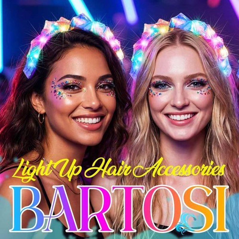 BARTOSI Light Up Headbands Glow Headband LED Costume Hair Accessories for Women and Girls