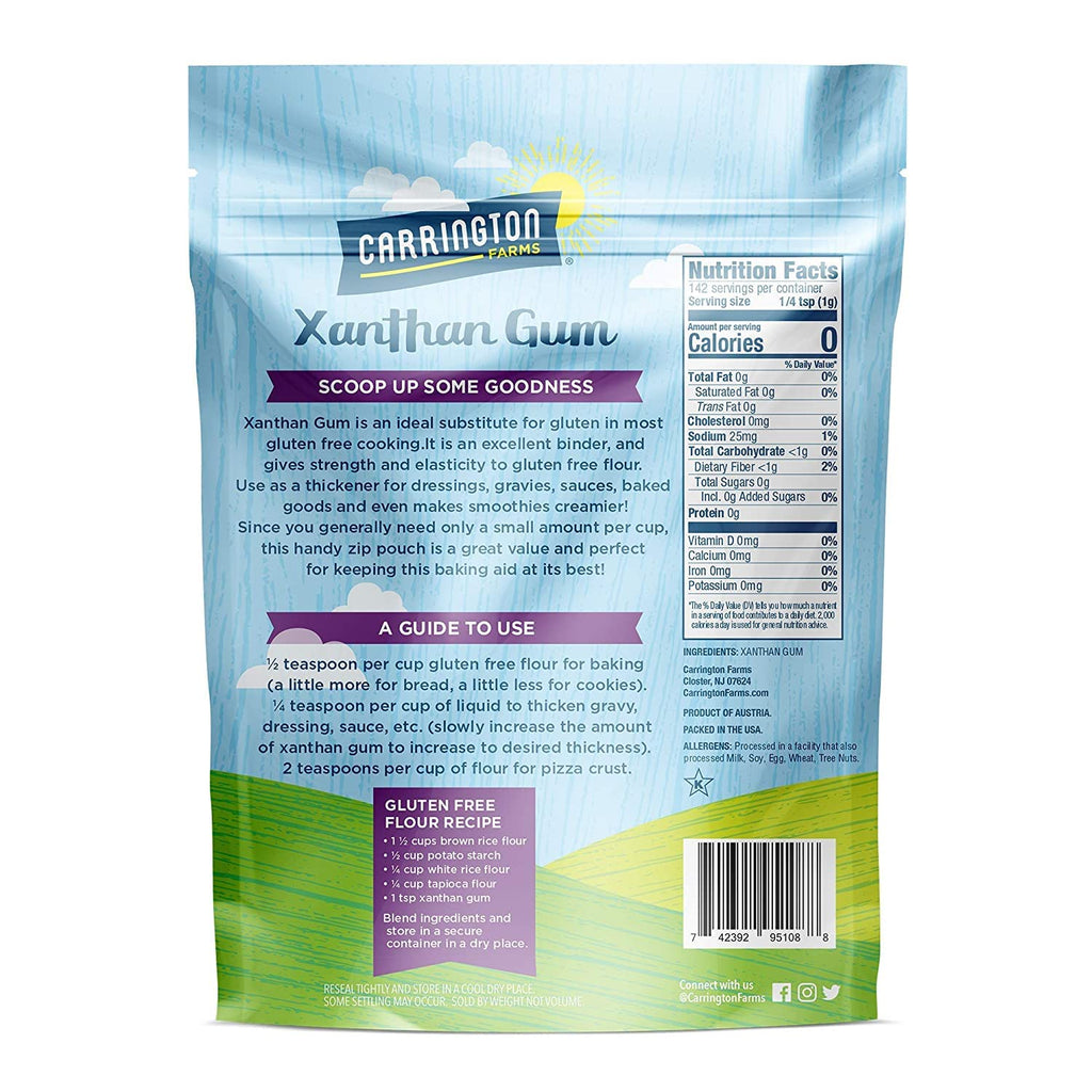 Carrington Farms Xanthan Gum – Non-GMO, Gluten-Free, Zero Calories & Vegan – 5oz – Keto-Friendly Thickener & Binder for Gluten-Free Baking, Smoothies, Sauces & Dressings
