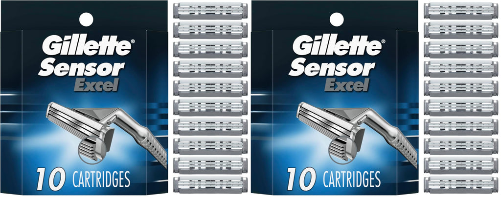 Gillette Sensor Excel Men's Razor Blade Refills, 10 Count (Pack of 2)