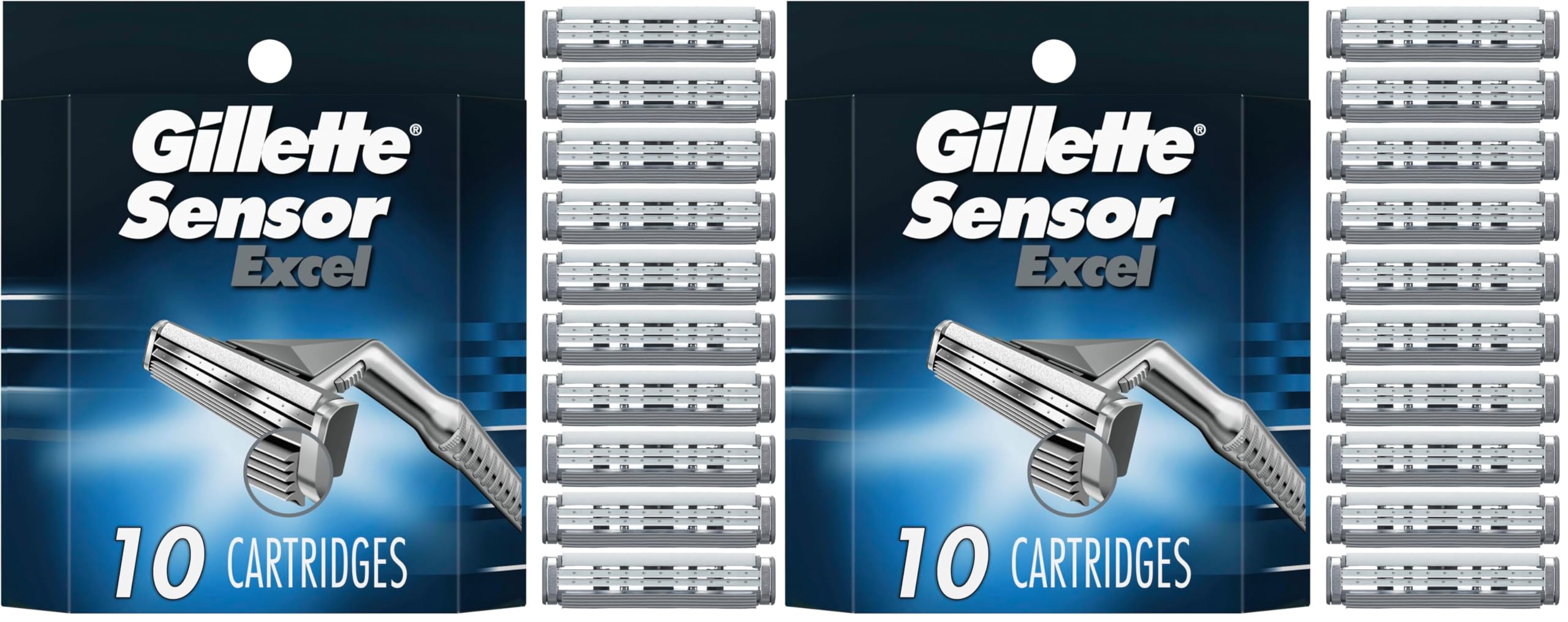 Gillette Sensor Excel Men's Razor Blade Refills, 10 Count (Pack of 2)