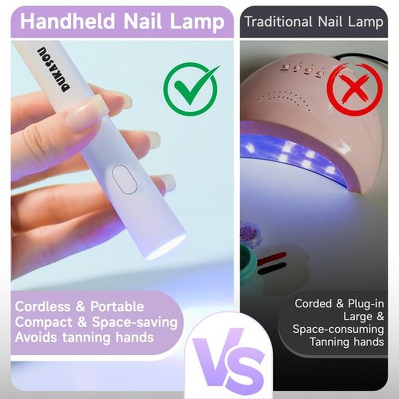 DUKASOU Handheld UV Light for Gel Nails, Portable Mini Nail Light, LED Nail Polish Curing Lamps for Gel Polish, Cordless Rechargeable Nail Dryer with USB for Home DIY Nail Art