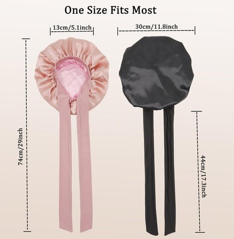 SAYMRE 2 PCS Kids Bonnet for Girls Double Layer Silk Satin Bonnet Sleep Cap for Child Curly Natural Hair 3-12Y (pink&black)