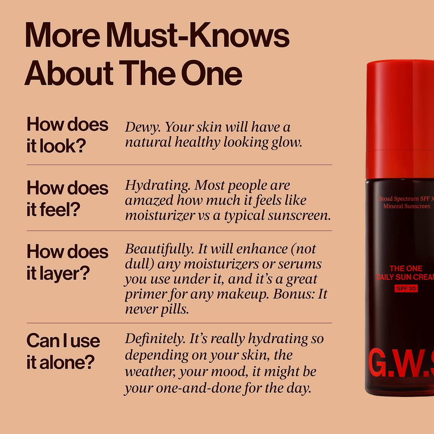 Good Weather Skin The One Warm Glow Daily Sun Cream SPF 30 – Hydrating Mineral Sunscreen for Face & Neck, Sensitive Skin Safe, with Zinc, Niacinamide, Squalane & Sea Buckthorn, 1 oz