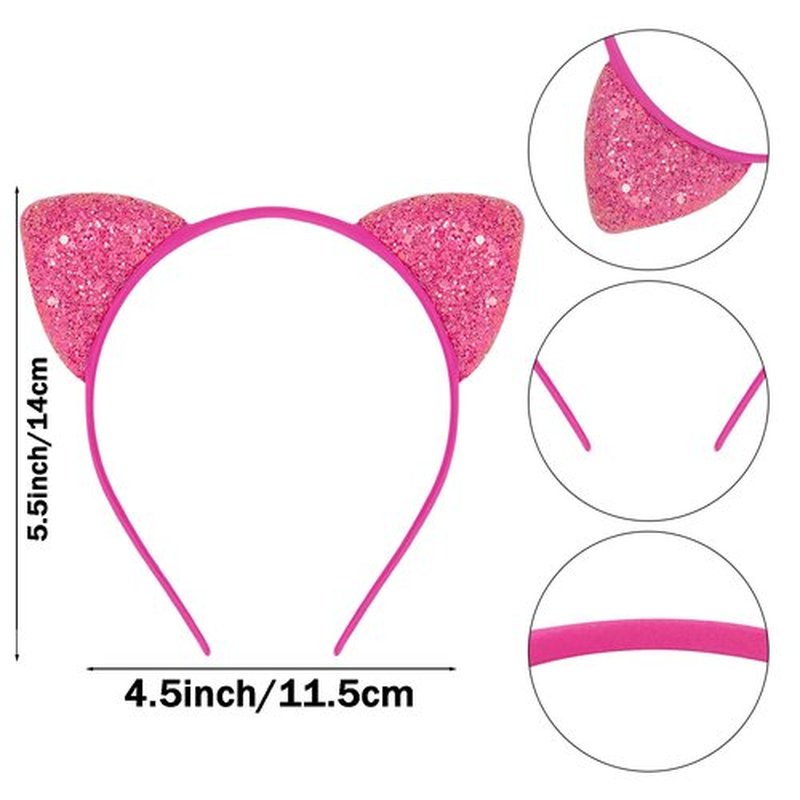 COCIDE 10Pcs Cat Ears Headbands Glitter Taylor Party Decorations Headbands for Womens Gabby Party Favors Kitty Birthday Supplies for Women Hair Accessories Hair Hoops Costume