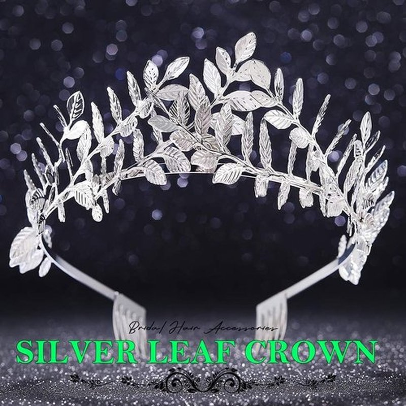 JEAIRTS Gold Leaf Crown Greek Goddess Accessories for Women (2-Silver)