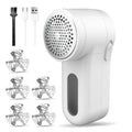 Fabric Shaver, Lint Remover Rechargeable, Electric Portable Sweater Defuzzer Digital LED Display to Remove Pilling for Clothes, Furniture, Sweater, (White with Five Shaver Blades)