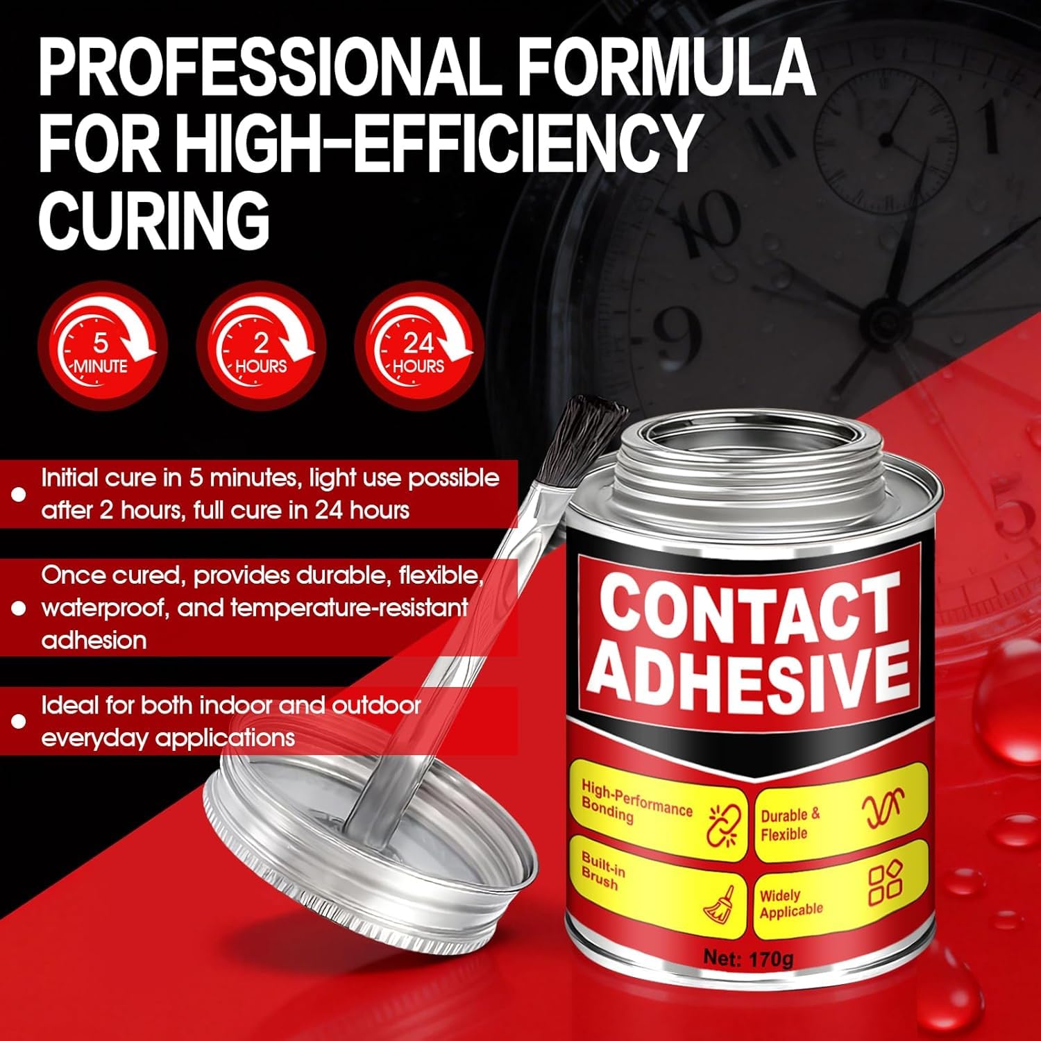 kuailaya 6 oz Contact Cement Adhesive, Contact Cement Glue Strong Instant Bonding Waterproof Flexible Good Weather Resistance Durable and Long-Lasting for Carpentry Shoe Repair and DIY Projects