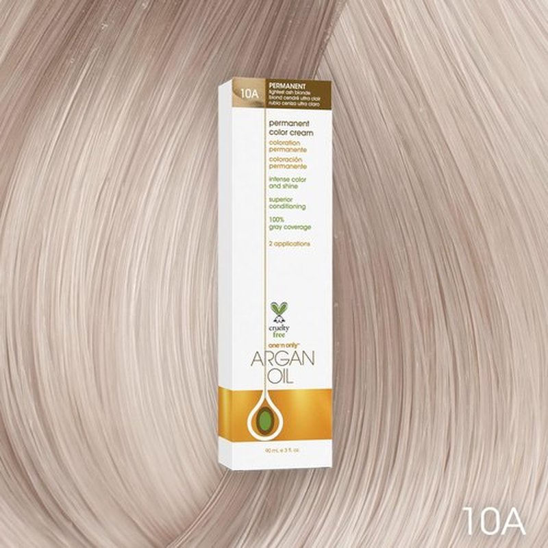 One N' Only Permanent Hair Color - Argan Oil Infused Hair Dye for Rich Gray Coverage - 10A Lightest Ash Blonde (3 oz)