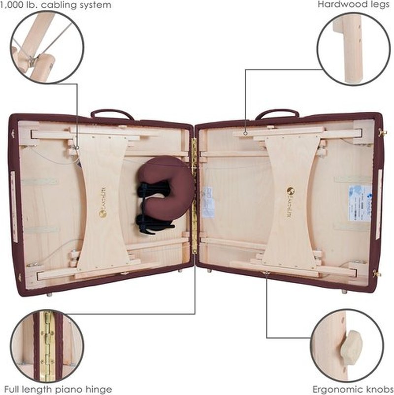 EarthLite Harmony DX Portable Massage Table - Complete Package with Face Cradle & Carrying Case | 30" x 73", Burgundy