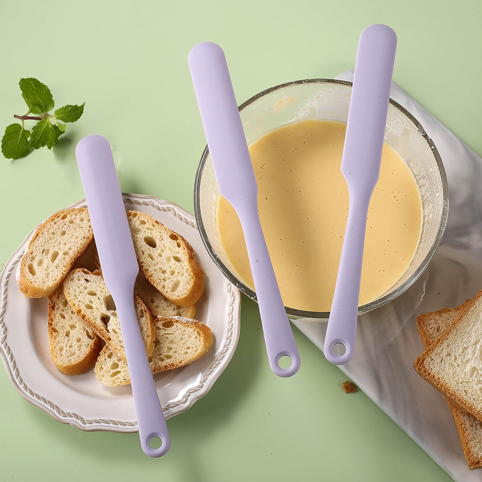 4 Pcs Silicone Jar Spatula Long Handle Kitchen Spatulas for Mixing, Scraping, and Spreading,Ideal for Jars, Baking, Cake Icing, Cream, Butter, and Batter Kitchen Tool (Purple, Pink, Green, Yellow)