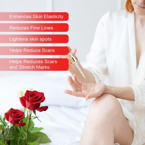 Rose Oil for Face, Rose Vitamin E Oil, Premium Vitamin E Facial Oil - Deep Hydration for Face & Body, Nourishes Dry Skin, Facial Care Support 2 Fl Oz