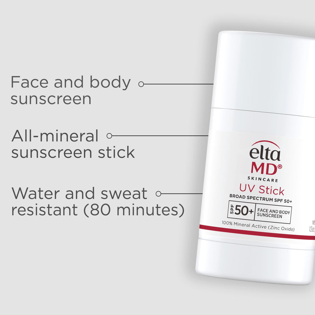 EltaMD UV Stick Sunscreen for Face and Body,Mineral SPF 50+ Face Stick Sunscreen with Zinc Oxide For Kids and Adults,Sensitive Skin,1.3 oz,(Pack of 2)