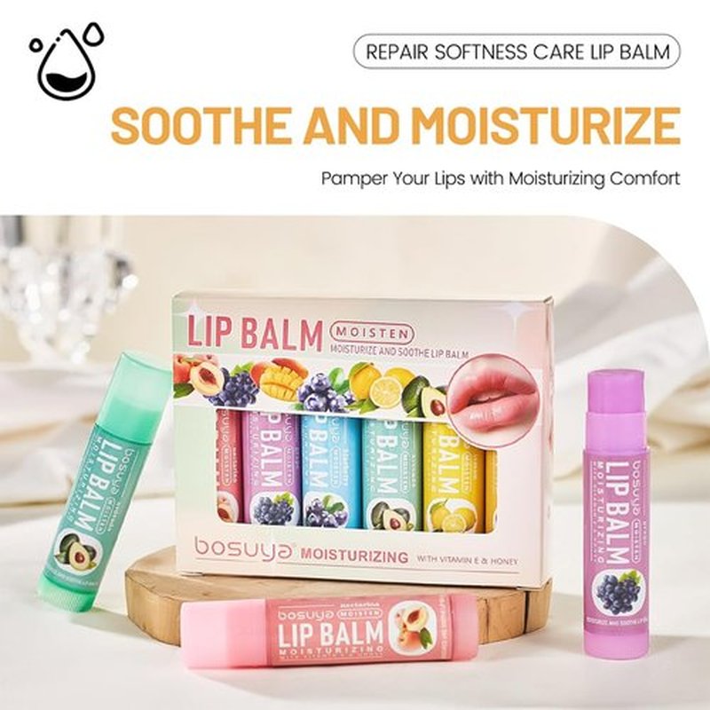 Skiennix Lip Balm Set - 6 Flavors for Gentle Hydration & All-Day Moisture | Smooth, Non-Greasy Formula