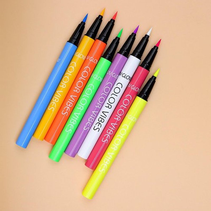ONMAY 8 Color UV Neon Glow Waterproof & Long-Lasting Liquid Eyeliner for Party & Rave - Glows Bright Under Blacklight(Liquid)