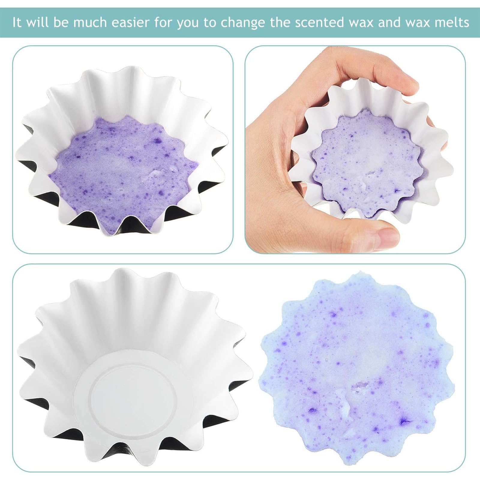 Boao Wax Melt Liners Reusable Leakproof for Any Wax Cubes Waxes Warmer Containers Cups for Scented Candle Plug in Warmers Electric Waxes Melters Burner(Blue,50 Pieces)
