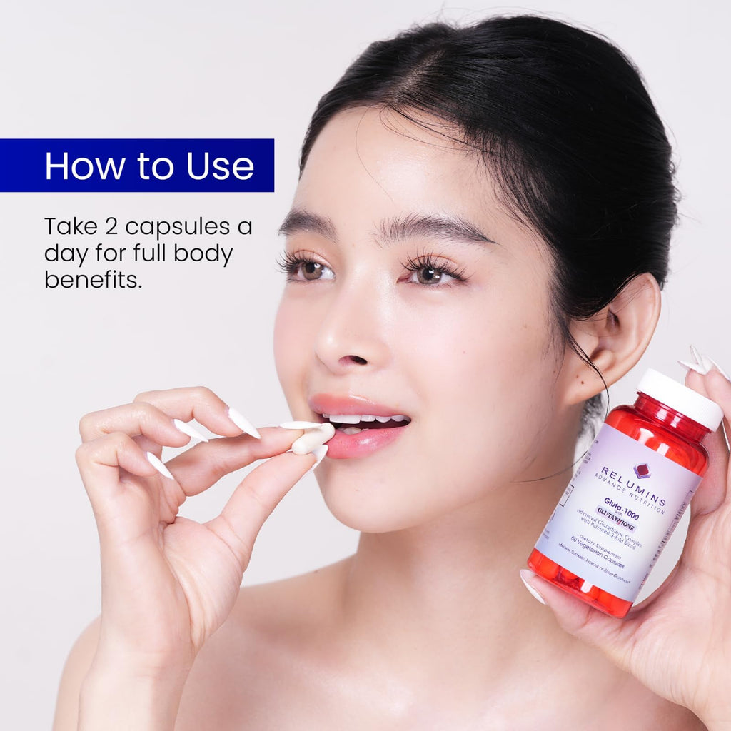 Relumins Advanced Patented Tri-Form Glutathione Complex 1000 mg - Fast-Absorb L-Glutathione, S-Acetyl & Liposomal + Alpha-Lipoic Acid & Rose Hips - Made in USA