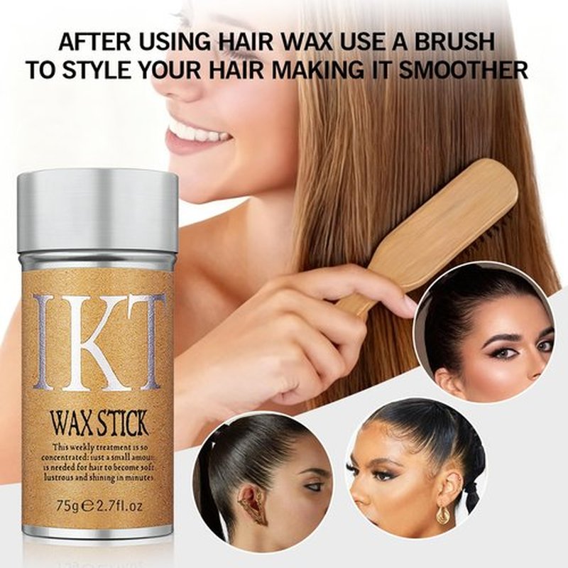 Slick Back Hair Brush & Hair Wax Stick Set for Women & Kids, Boar Bristle Brush for Sleek Sectioning & Parting, Wax Stick Control, Smooth Flyaways & Baby Hairs air Pomade Stick