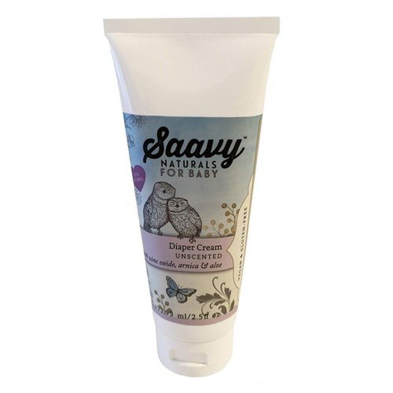 Saavy Naturals Baby Diaper Cream - Organic Rash Ointment with Zinc Oxide, Arnica & Aloe | 2.5oz Unscented, 2 Pack