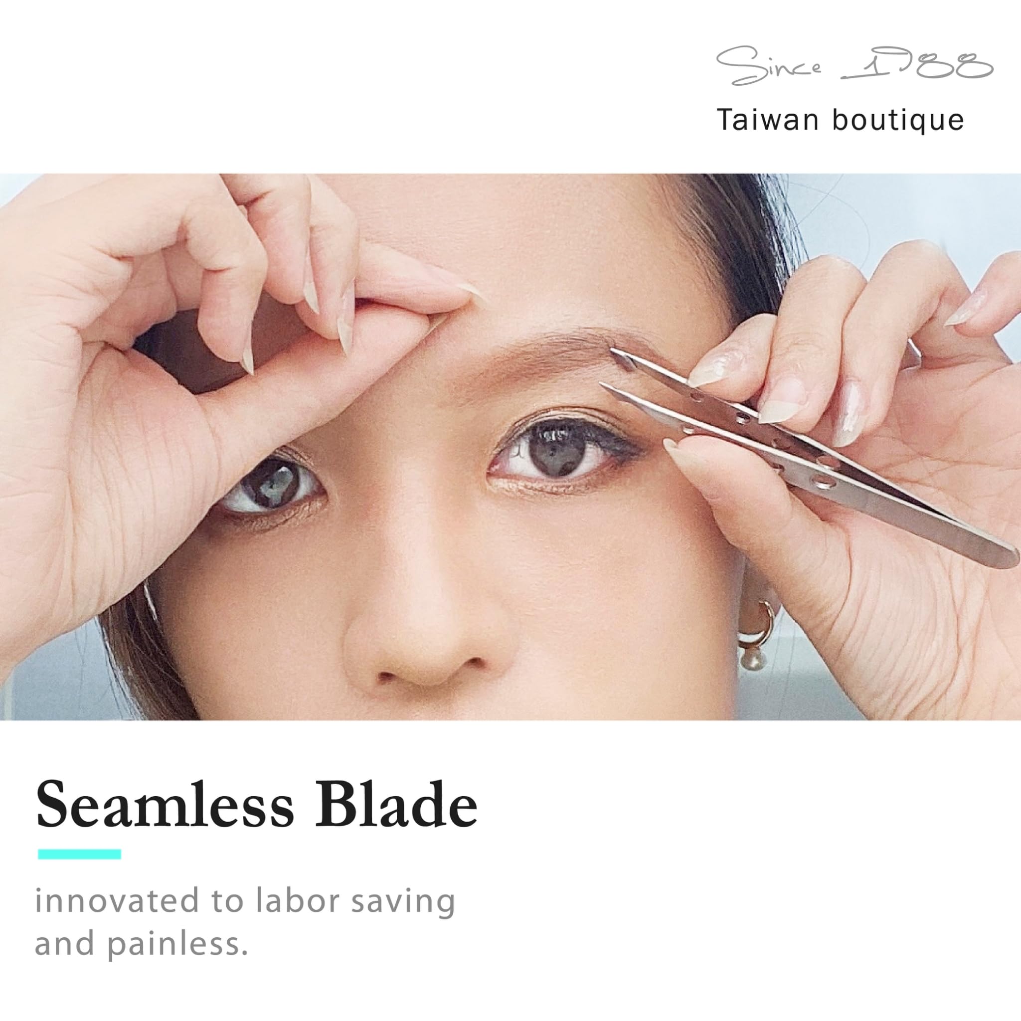 Slanted Point Tweezers, Stainless Steel, Precision Eyebrow and Hair Removal, SUNDEN SD2310