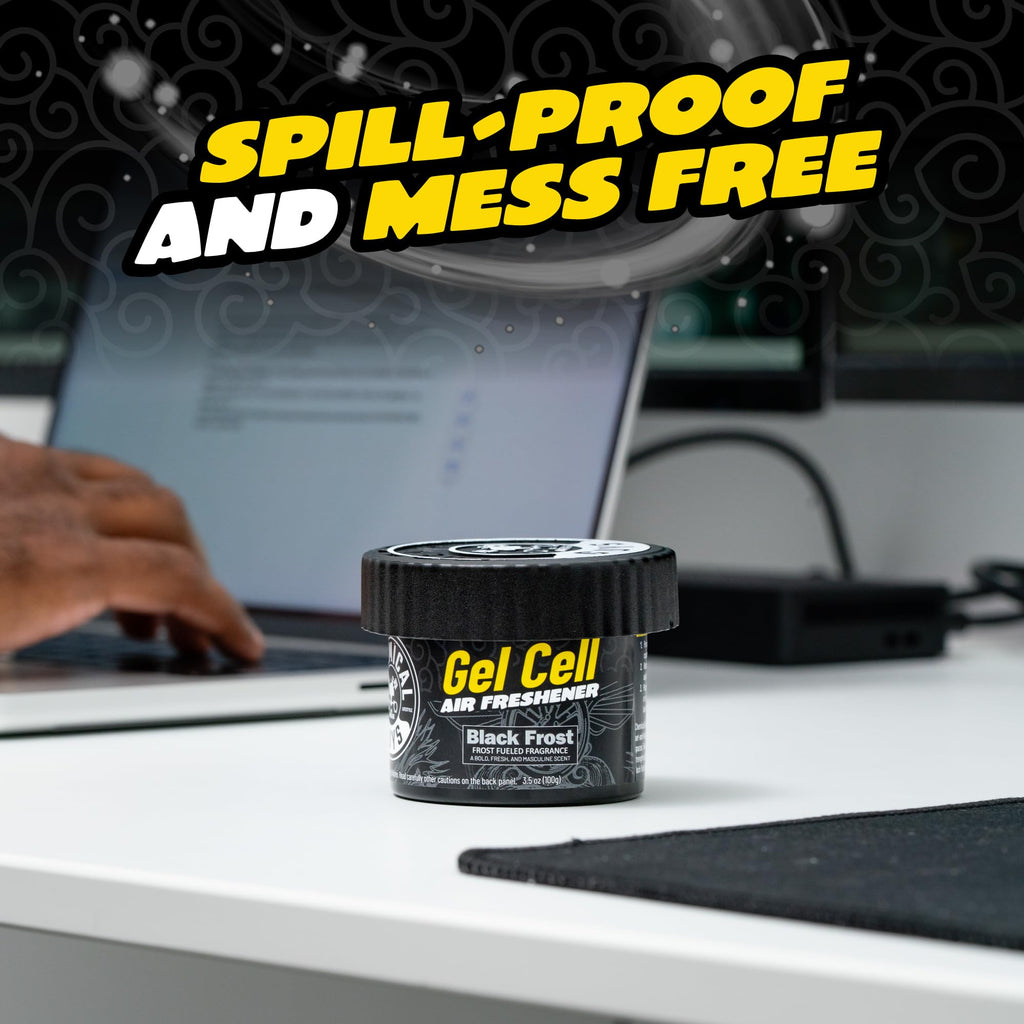 Chemical Guys Black Frost Scent Gel Can Air Freshener, Adjustable Car Air Freshener Gel With Touchless Vent Control For Cup Holder, Under Seat, Office And Home Use - 3 Pack