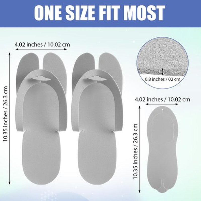 JaGely 100 Pairs Disposable Pedicure Slippers Bulk EVA Disposable Flip Flops Kit Pedicure Spa Sandals Guest Slippers Spa for Adult Foot Nail Salon Party Supplies Travel Hotels Home(Grey)