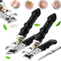 Goredny Orthoclip Nail Clippers,Black Anti Slip Grip Gear Lock Nail Clipper, Toenail Clippers for Thick Toenails, Double Configuration of Oblique and Flat Mouth, Splash-Proof (Oblique+Flat)