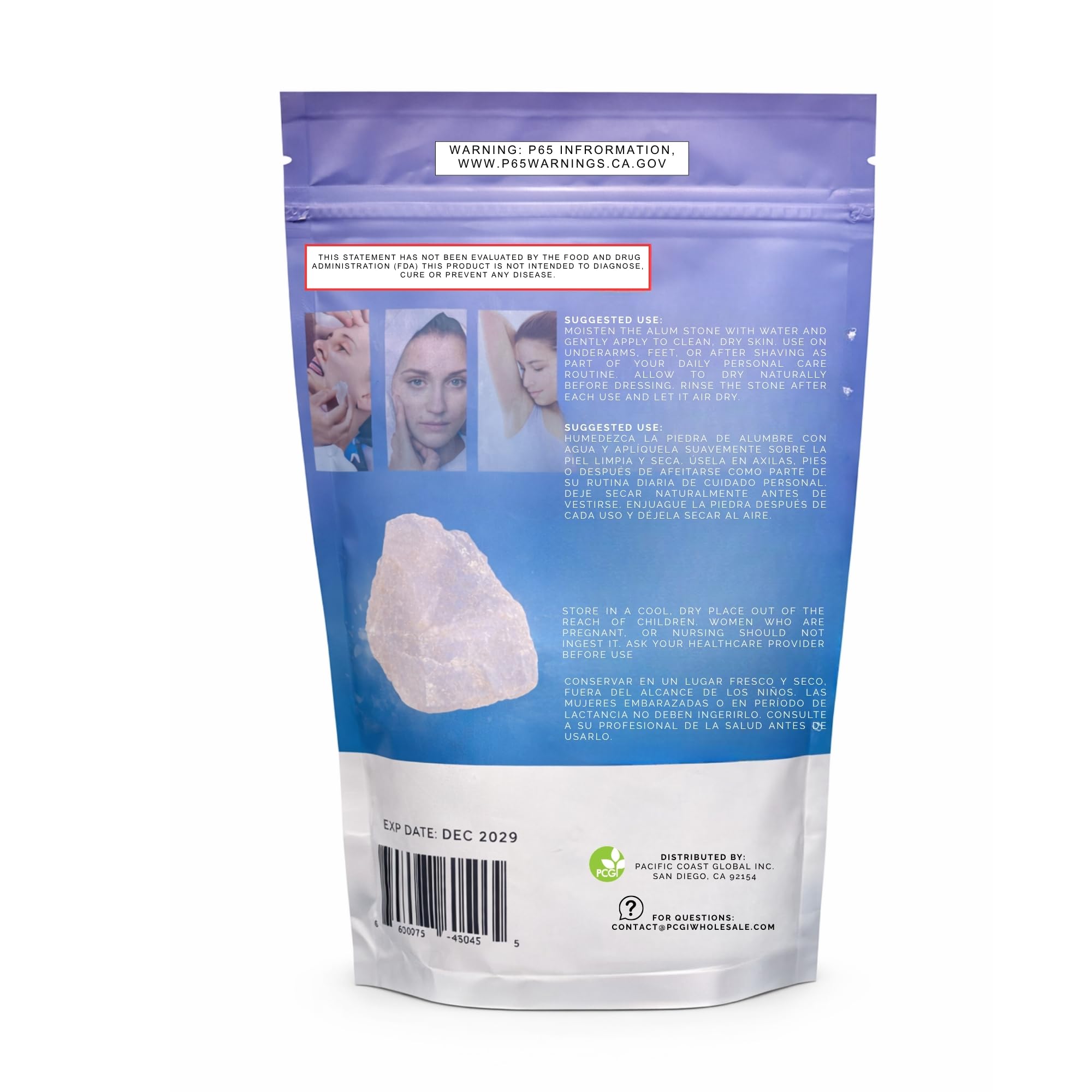 GREEN ROYALTY Alum Stone (Piedra de Alumbre) 4 oz - Multi-Purpose Crystal for Skin Care and Healing - Natural Deodorant & Antiperspirant | Shaving Stone.