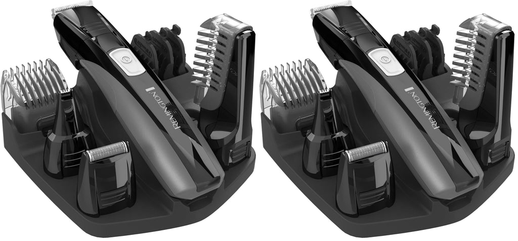 Remington Head to Toe Advanced Rechargeable Powered Body Groomer Kit, Beard Trimmer (10 Pieces), 6.3 Inch, Black (Pack of 2)