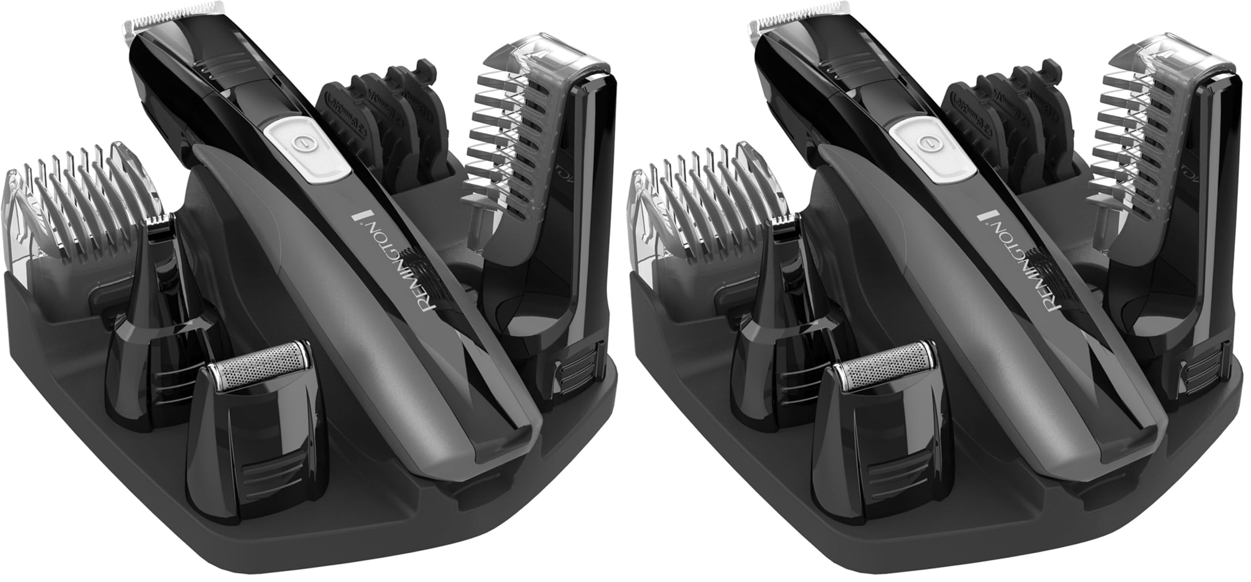 Remington Head to Toe Advanced Rechargeable Powered Body Groomer Kit, Beard Trimmer (10 Pieces), 6.3 Inch, Black (Pack of 2)