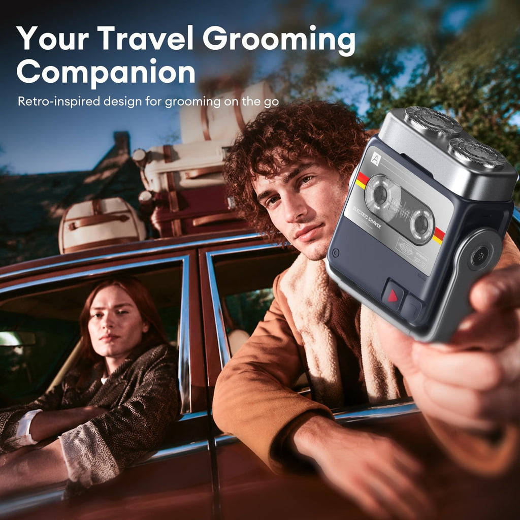 4-in-1 Electric Shaver, Rotary & Foil Shaver with Eyebrow Trimmer and Sideburn Trimmer, Multi-Head Grooming Kit for Smooth Shaving and Precision Styling