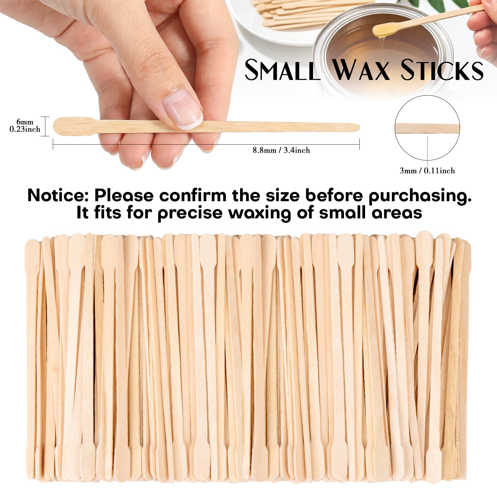 RAQEHO 200Pcs Eyebrow Wax Sticks - Small Wooden Waxing Sticks Wooden Wax Applicator for Nose Eyebrows Lips Hair Removal Waxing Essentials Mini Craft WoodSticks Esthetician Supplies for Home Salon Use