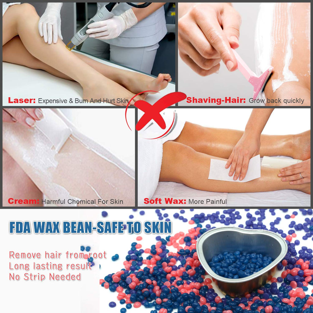 Auperwel Waxing Kit for Women - Automatic Thermostatic Wax Warmer for Hair Removal, Includes 14.1oz Wax Beads, Beginner-Friendly, Perfect for Full Body Waxing