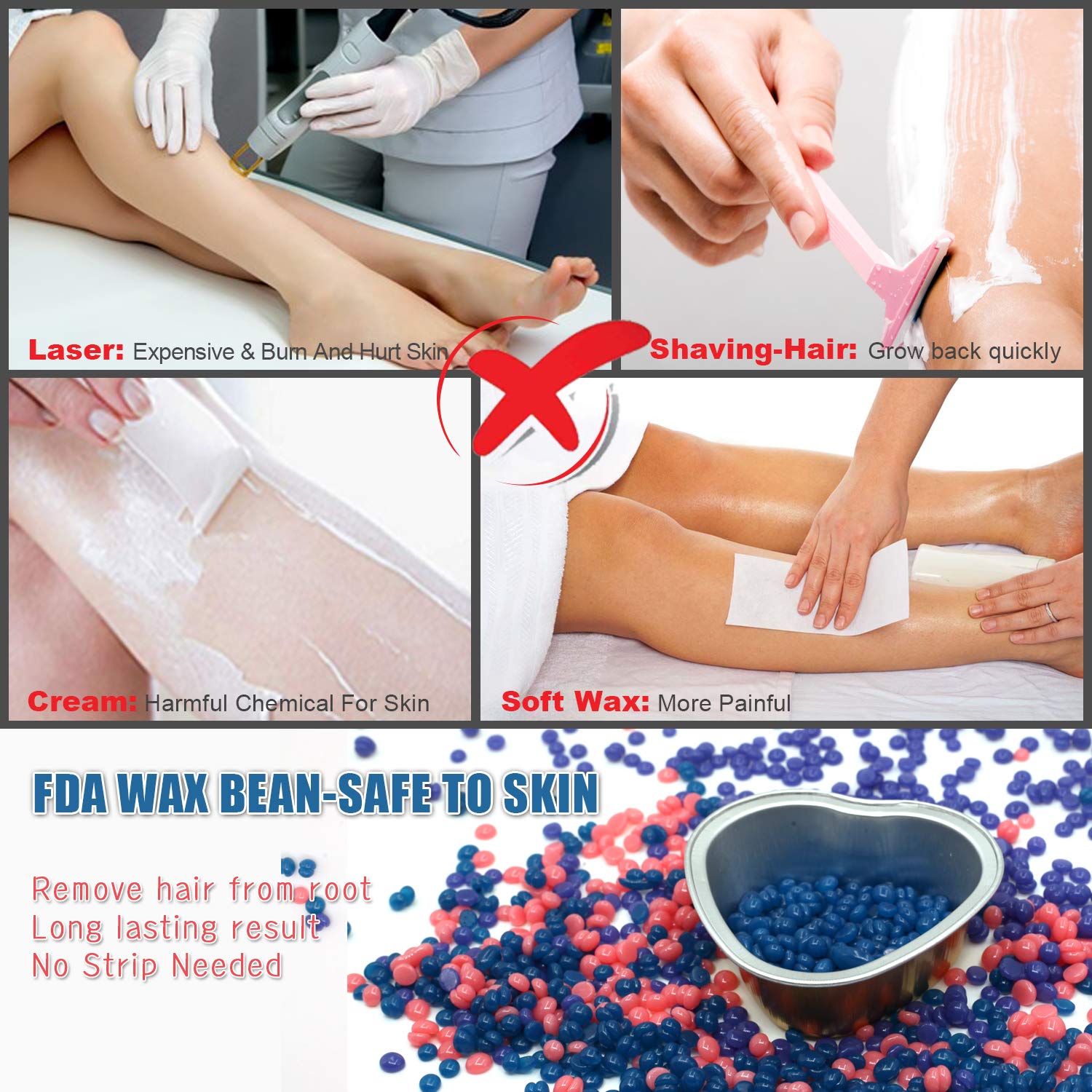 Auperwel Waxing Kit for Women - Automatic Thermostatic Wax Warmer for Hair Removal, Includes 14.1oz Wax Beads, Beginner-Friendly, Perfect for Full Body Waxing